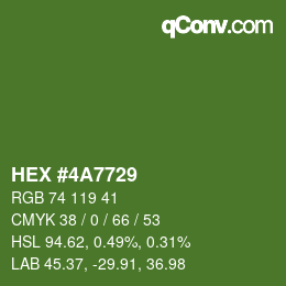 颜色代码: HEX #4A7729 | qconv.com