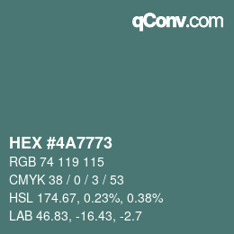 Color code: HEX #4A7773 | qconv.com