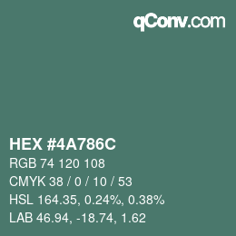 Color code: HEX #4A786C | qconv.com