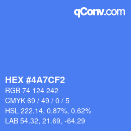 颜色代码: HEX #4A7CF2 | qconv.com