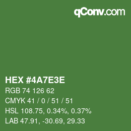 Farbcode: HEX #4A7E3E | qconv.com
