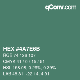Color code: HEX #4A7E6B | qconv.com