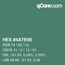 Color code: HEX #4A7E6E | qconv.com