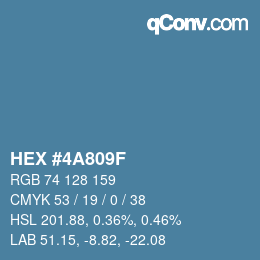 Code couleur: HEX #4A809F | qconv.com