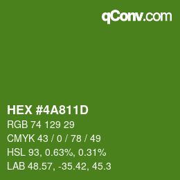 颜色代码: HEX #4A811D | qconv.com