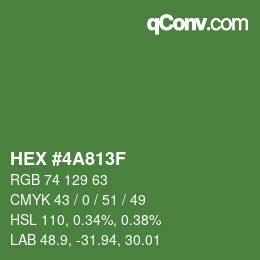 Color code: HEX #4A813F | qconv.com