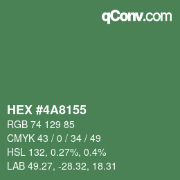 Color code: HEX #4A8155 | qconv.com