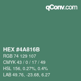 Color code: HEX #4A816B | qconv.com