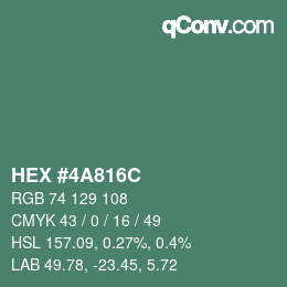 Color code: HEX #4A816C | qconv.com