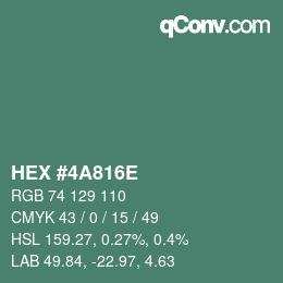 Color code: HEX #4A816E | qconv.com