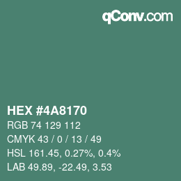 Color code: HEX #4A8170 | qconv.com