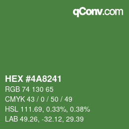 Color code: HEX #4A8241 | qconv.com