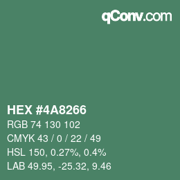 Color code: HEX #4A8266 | qconv.com