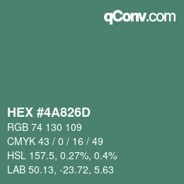 Color code: HEX #4A826D | qconv.com
