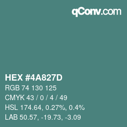 Color code: HEX #4A827D | qconv.com