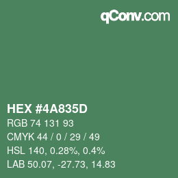 Color code: HEX #4A835D | qconv.com