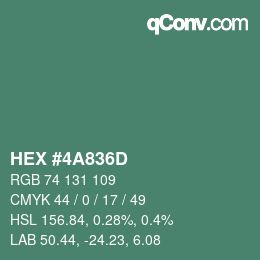 カラーコード: HEX #4A836D | qconv.com
