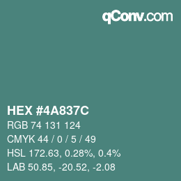 Color code: HEX #4A837C | qconv.com