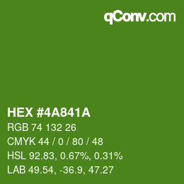 Color code: HEX #4A841A | qconv.com