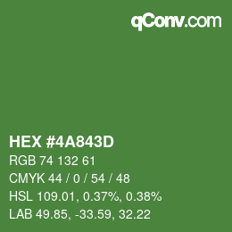 Color code: HEX #4A843D | qconv.com