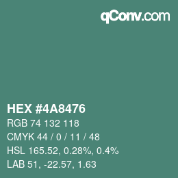Color code: HEX #4A8476 | qconv.com