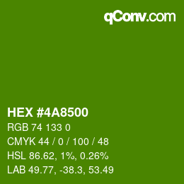 颜色代码: HEX #4A8500 | qconv.com