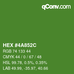 Color code: HEX #4A852C | qconv.com