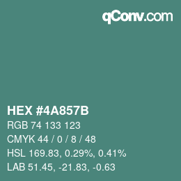 Color code: HEX #4A857B | qconv.com