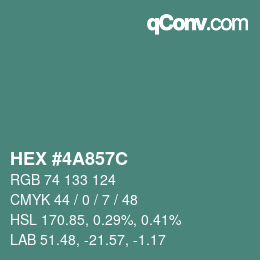 Color code: HEX #4A857C | qconv.com