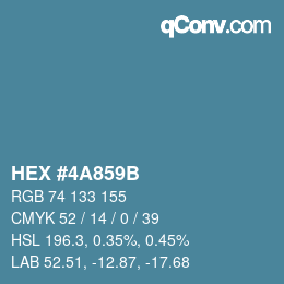 Color code: HEX #4A859B | qconv.com