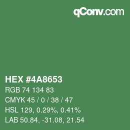 Color code: HEX #4A8653 | qconv.com