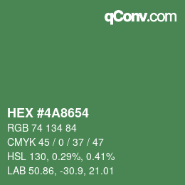 Color code: HEX #4A8654 | qconv.com