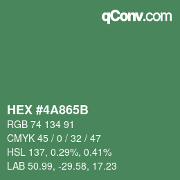 Color code: HEX #4A865B | qconv.com