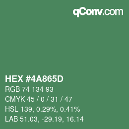 Color code: HEX #4A865D | qconv.com