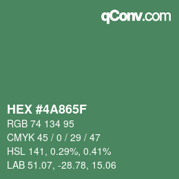 Color code: HEX #4A865F | qconv.com