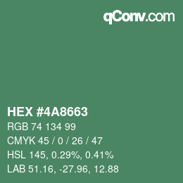 Color code: HEX #4A8663 | qconv.com