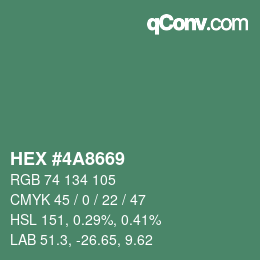 Color code: HEX #4A8669 | qconv.com