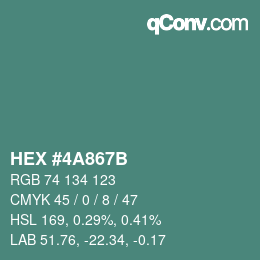 Color code: HEX #4A867B | qconv.com