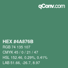 颜色代码: HEX #4A876B | qconv.com
