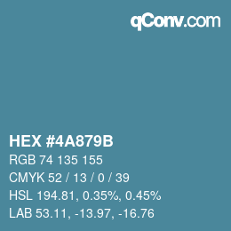 Color code: HEX #4A879B | qconv.com