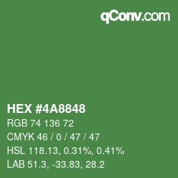 カラーコード: HEX #4A8848 | qconv.com