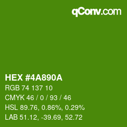 Color code: HEX #4A890A | qconv.com