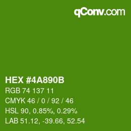 Color code: HEX #4A890B | qconv.com