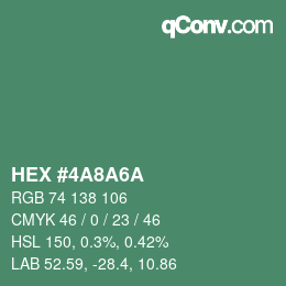 Color code: HEX #4A8A6A | qconv.com