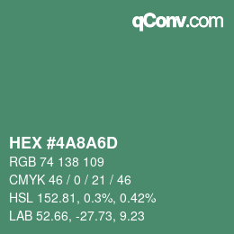 カラーコード: HEX #4A8A6D | qconv.com