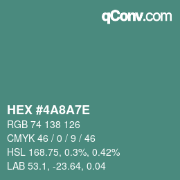 Color code: HEX #4A8A7E | qconv.com