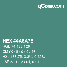 Color code: HEX #4A8A7E | qconv.com