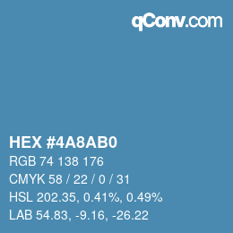 颜色代码: HEX #4A8AB0 | qconv.com