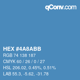 Color code: HEX #4A8ABB | qconv.com