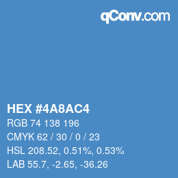 カラーコード: HEX #4A8AC4 | qconv.com